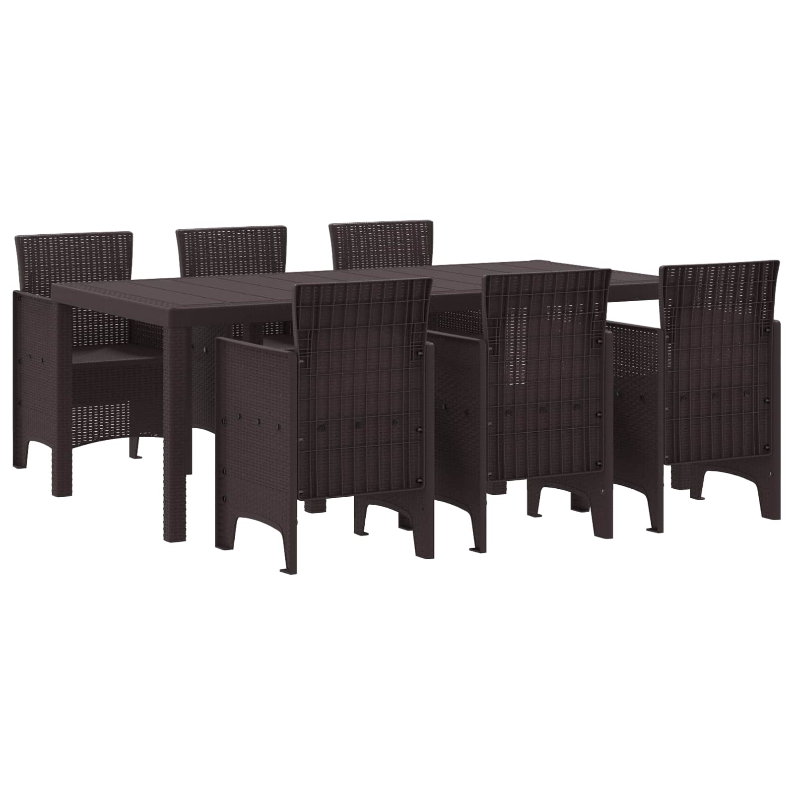 Ensemble de salle à manger pour jardin 7 pc Marron