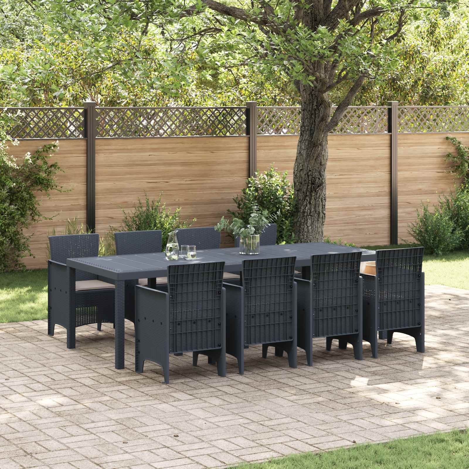 Ensemble de salle à manger pour jardin 9 pcs Anthracite - XIOS