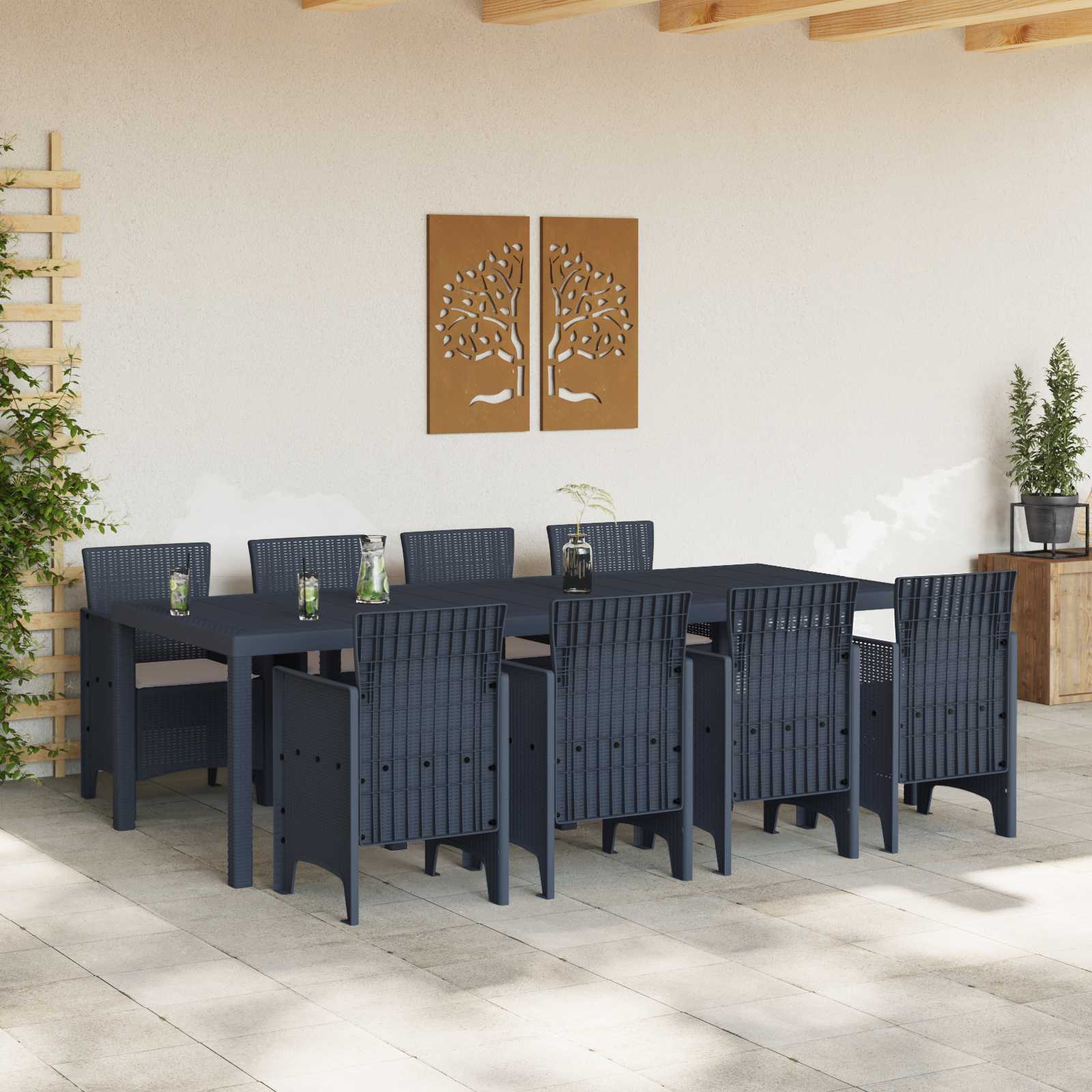 Ensemble de salle à manger pour jardin 9 pcs Anthracite - XIOS