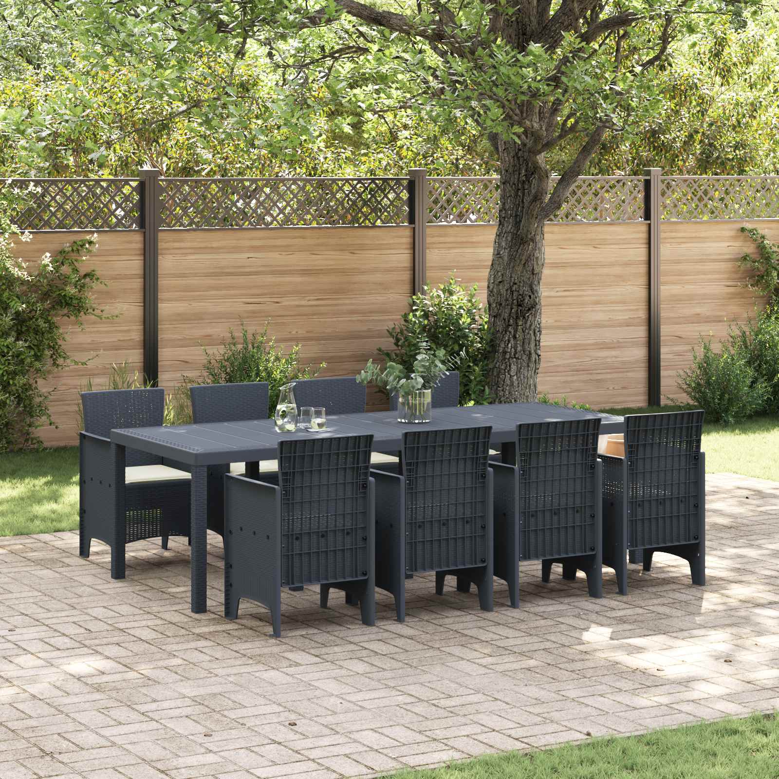 Ensemble de salle à manger pour jardin 9 pcs Anthracite - XIOS