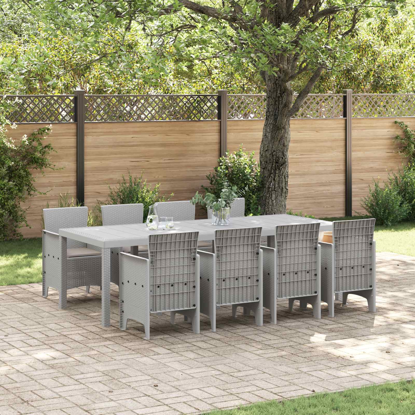 Ensemble de salle à manger pour jardin 9 pc Blanc Polypropylène - XIOS