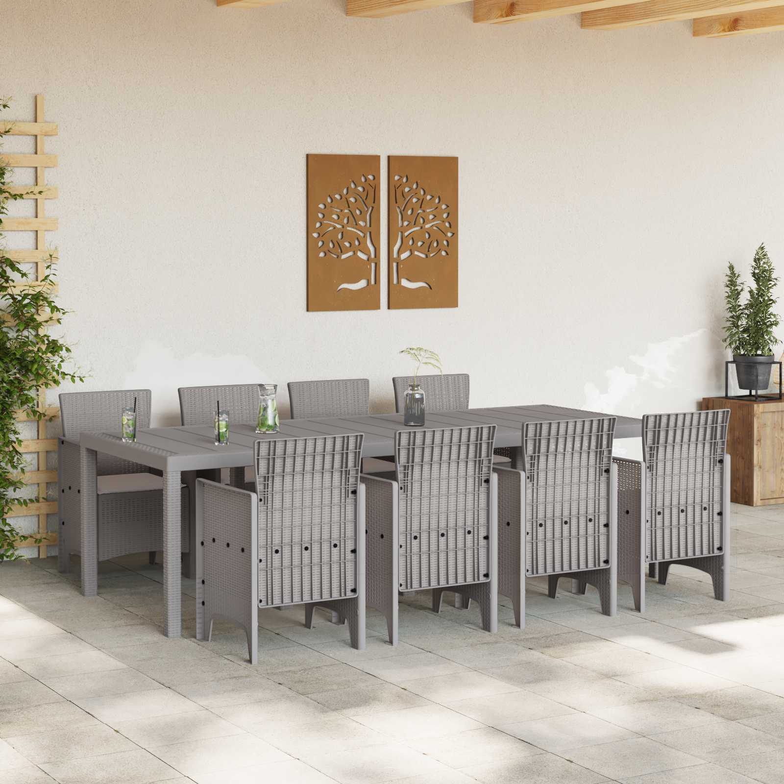 Ensemble de salle à manger pour jardin 9 pc Blanc Polypropylène - XIOS