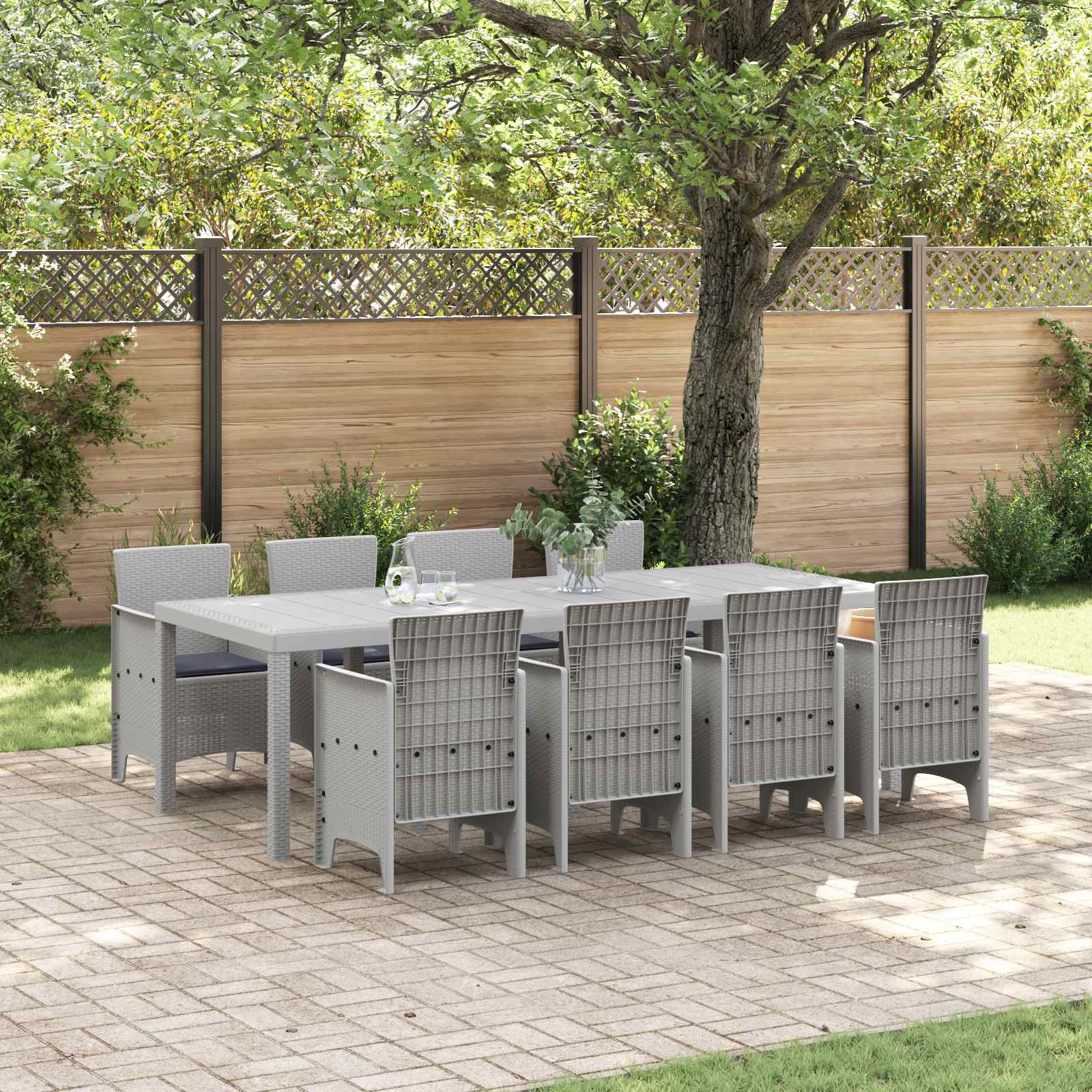 Ensemble de salle à manger pour jardin 9 pc Blanc Polypropylène - XIOS