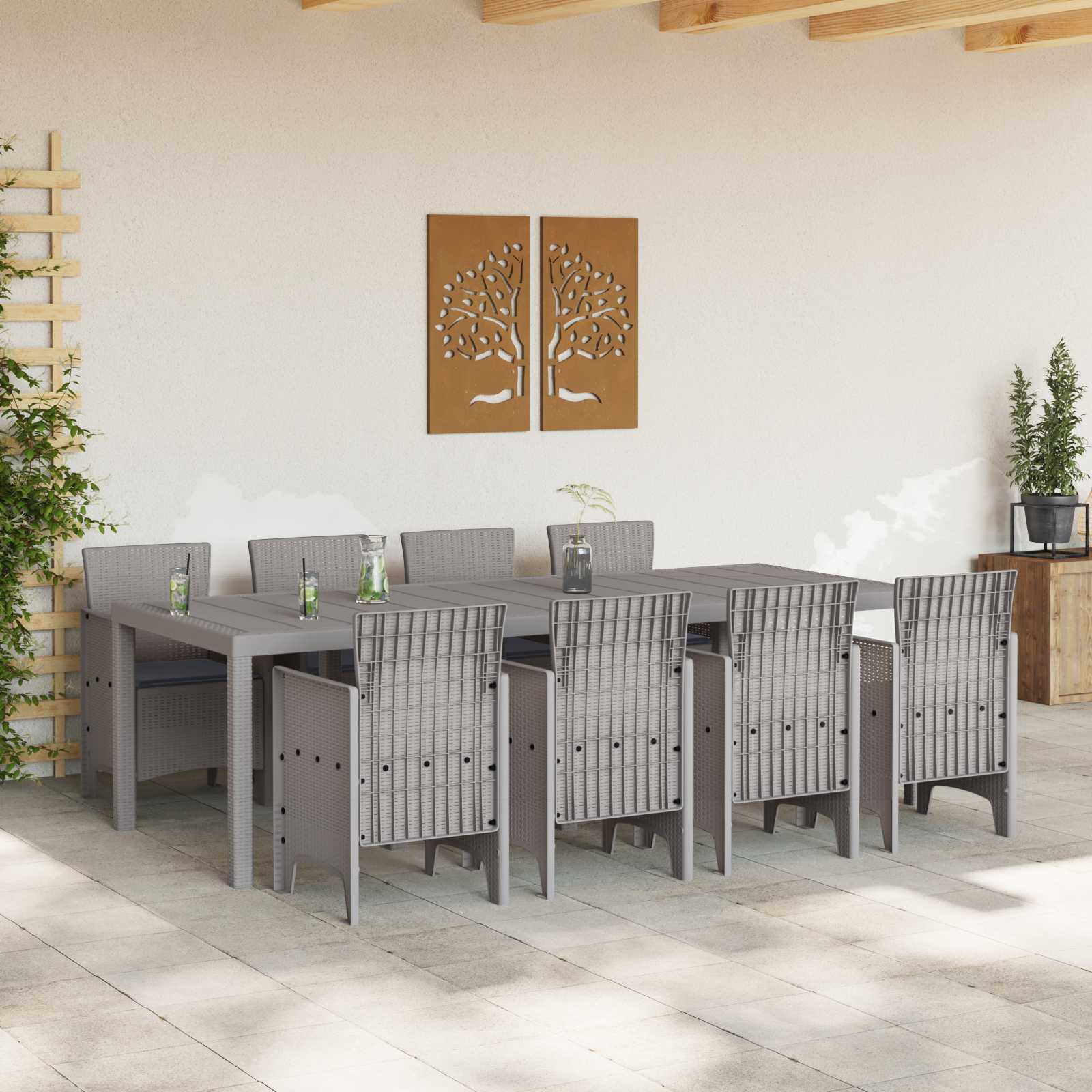 Ensemble de salle à manger pour jardin 9 pc Blanc Polypropylène - XIOS