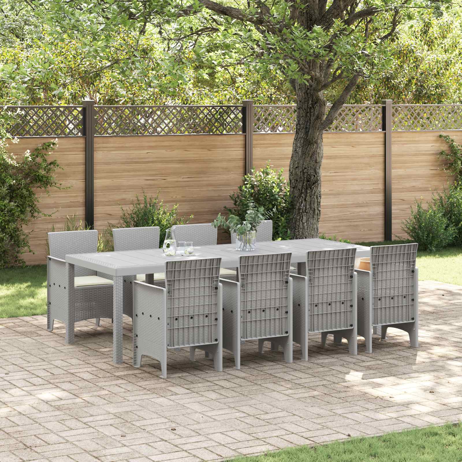 Ensemble de salle à manger pour jardin 9 pc Blanc Polypropylène - XIOS