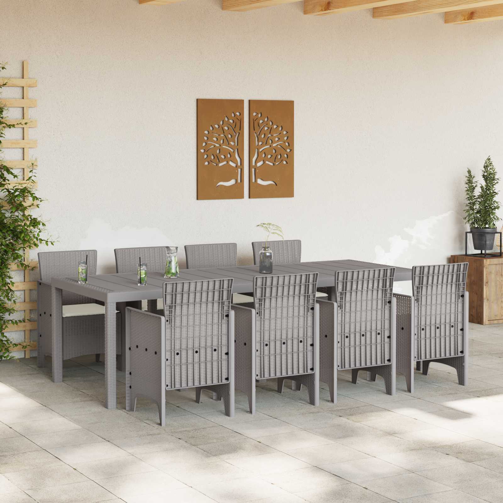 Ensemble de salle à manger pour jardin 9 pc Blanc Polypropylène - XIOS