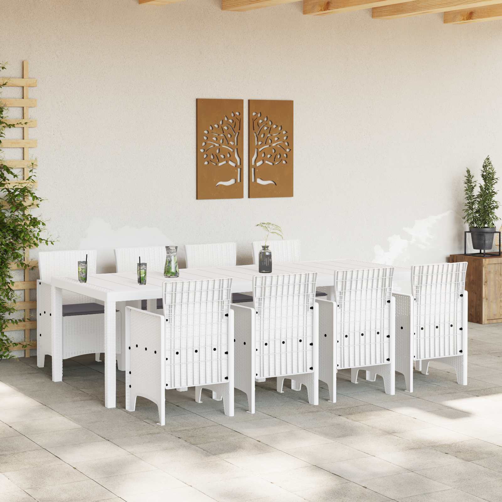 Ensemble de salle à manger pour jardin 9 pc Gris clair - XIOS