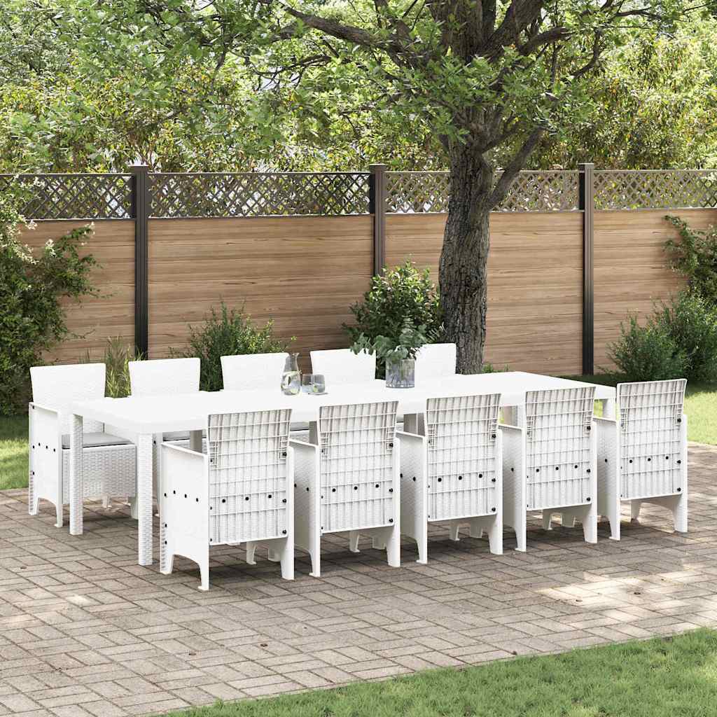 Ensemble de salle à manger pour jardin 11 pc Rotin et polyester