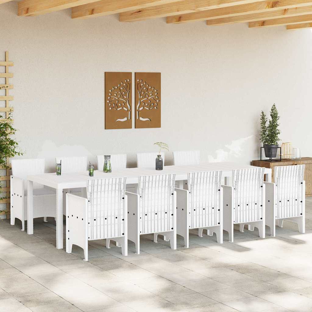 Ensemble de salle à manger pour jardin 11 pc Rotin et polyester
