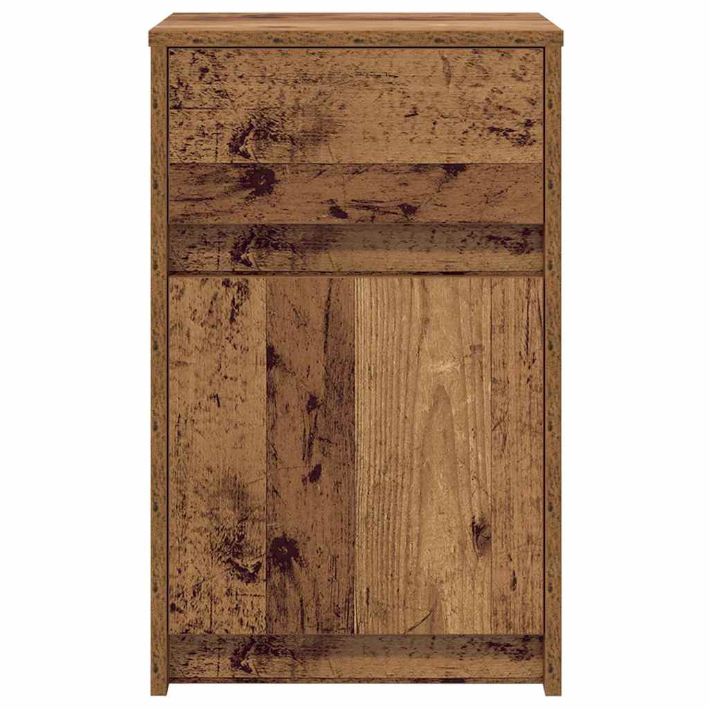Armoire de chevet LED avec tiroir Bois ancien 38 x 34 x 61 cm