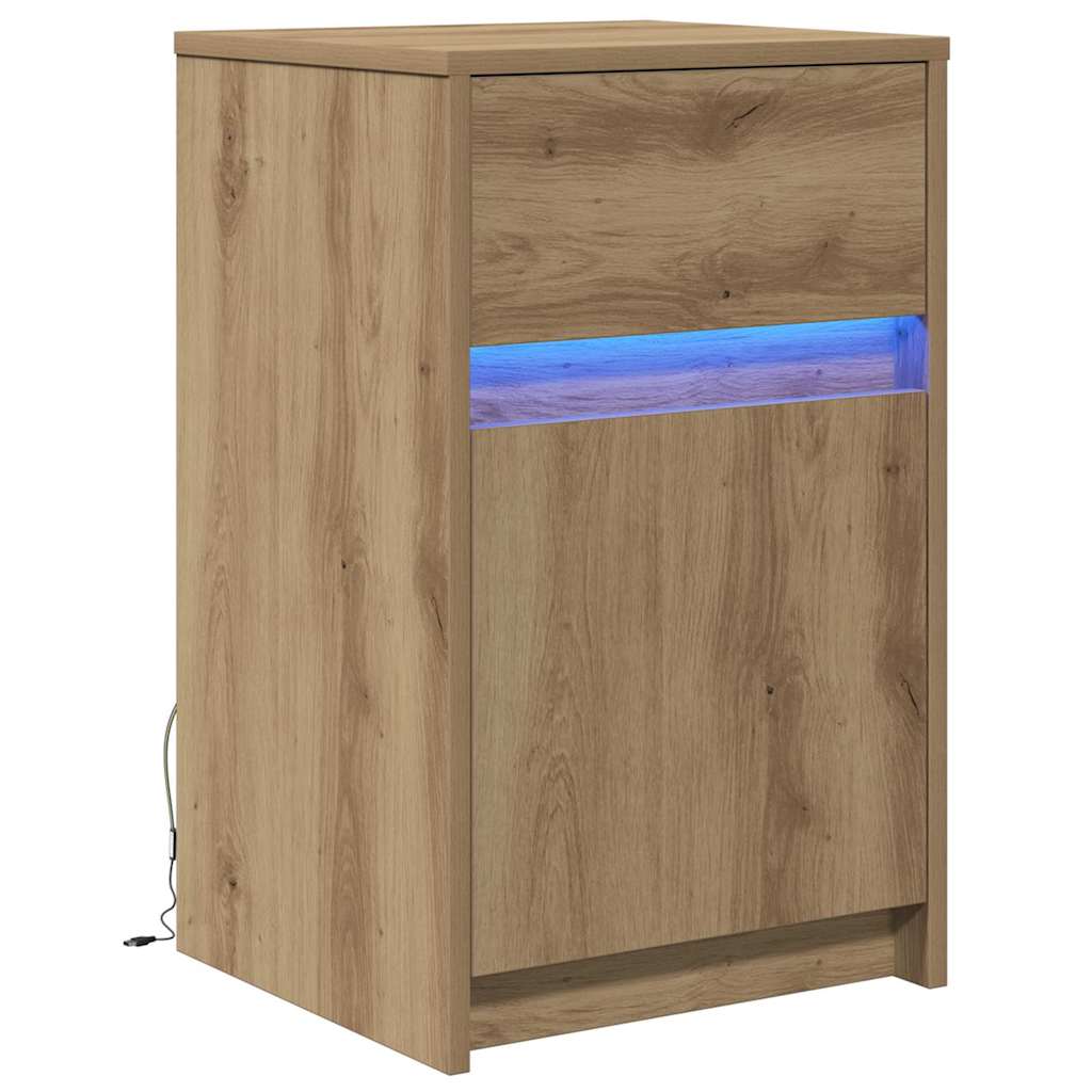 Armoire de chevet LED chêne artisanal 38 x 34 x 61 cm - XIOS