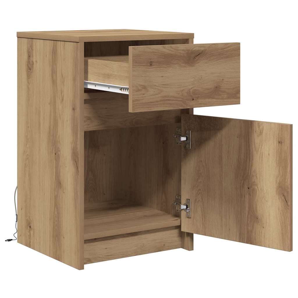 Armoire de chevet LED chêne artisanal 38 x 34 x 61 cm - XIOS