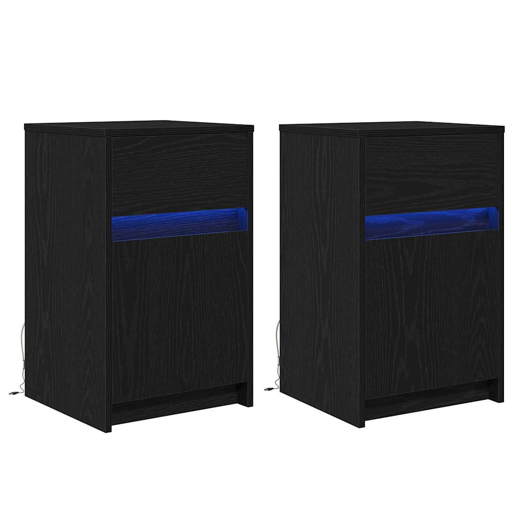 Armoire de chevet LED 2 pcs Chêne noir 38 x 34 x 61 cm - XIOS