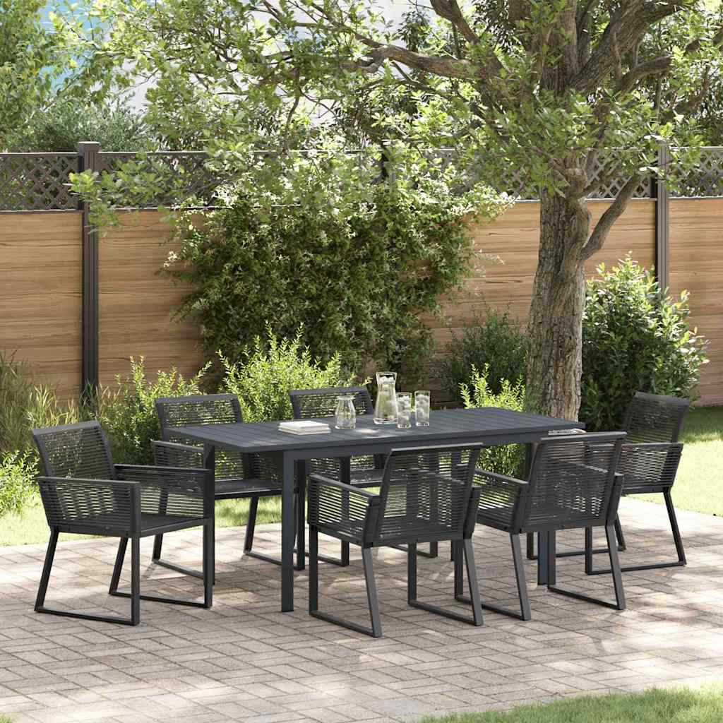 Ensemble de salle à manger pour jardin 7 pcs Noir polyrotin - XIOS