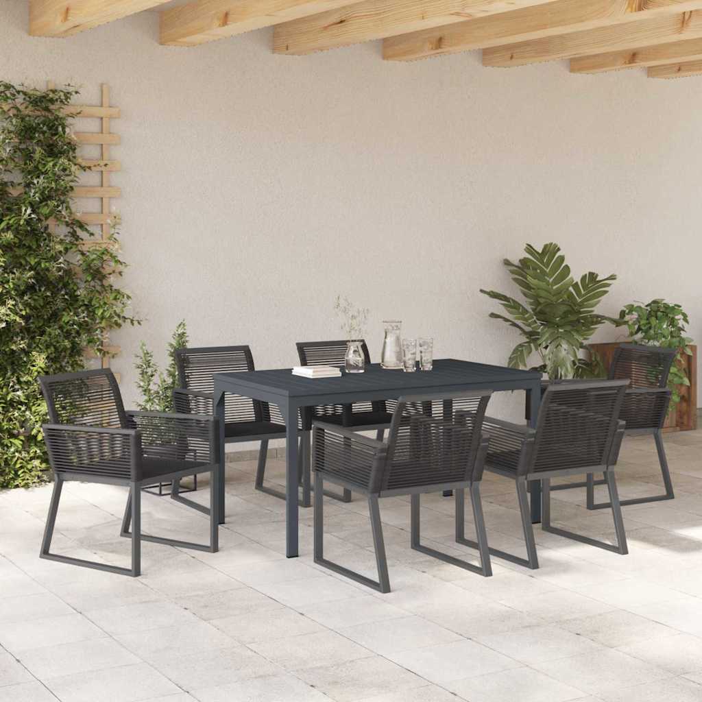 Ensemble de salle à manger pour jardin 7 pcs Noir polyrotin - XIOS