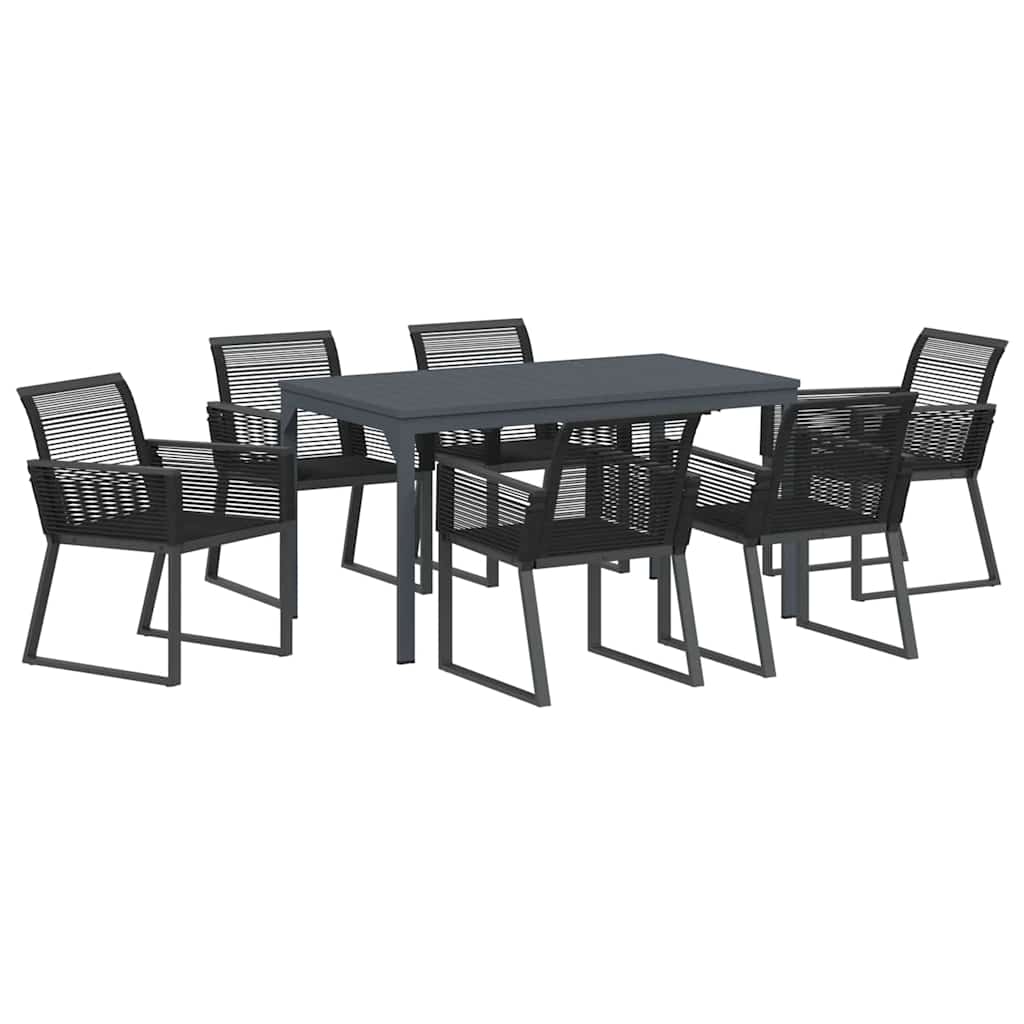 Ensemble de salle à manger pour jardin 7 pcs Noir polyrotin - XIOS