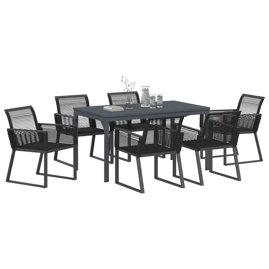 Ensemble de salle à manger pour jardin 7 pcs Noir polyrotin - XIOS