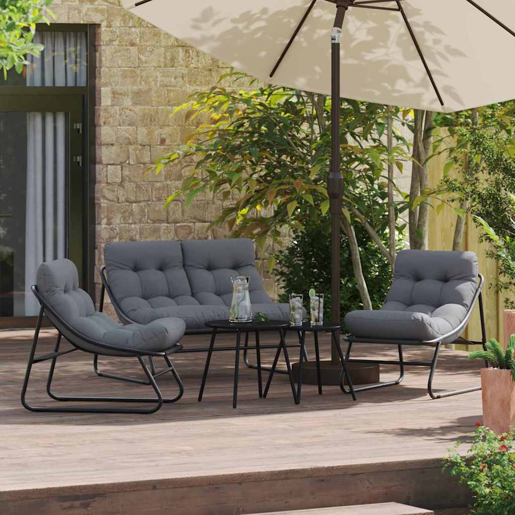 Ensemble de salle à manger pour jardin 5 pcs Noir Acier - XIOS