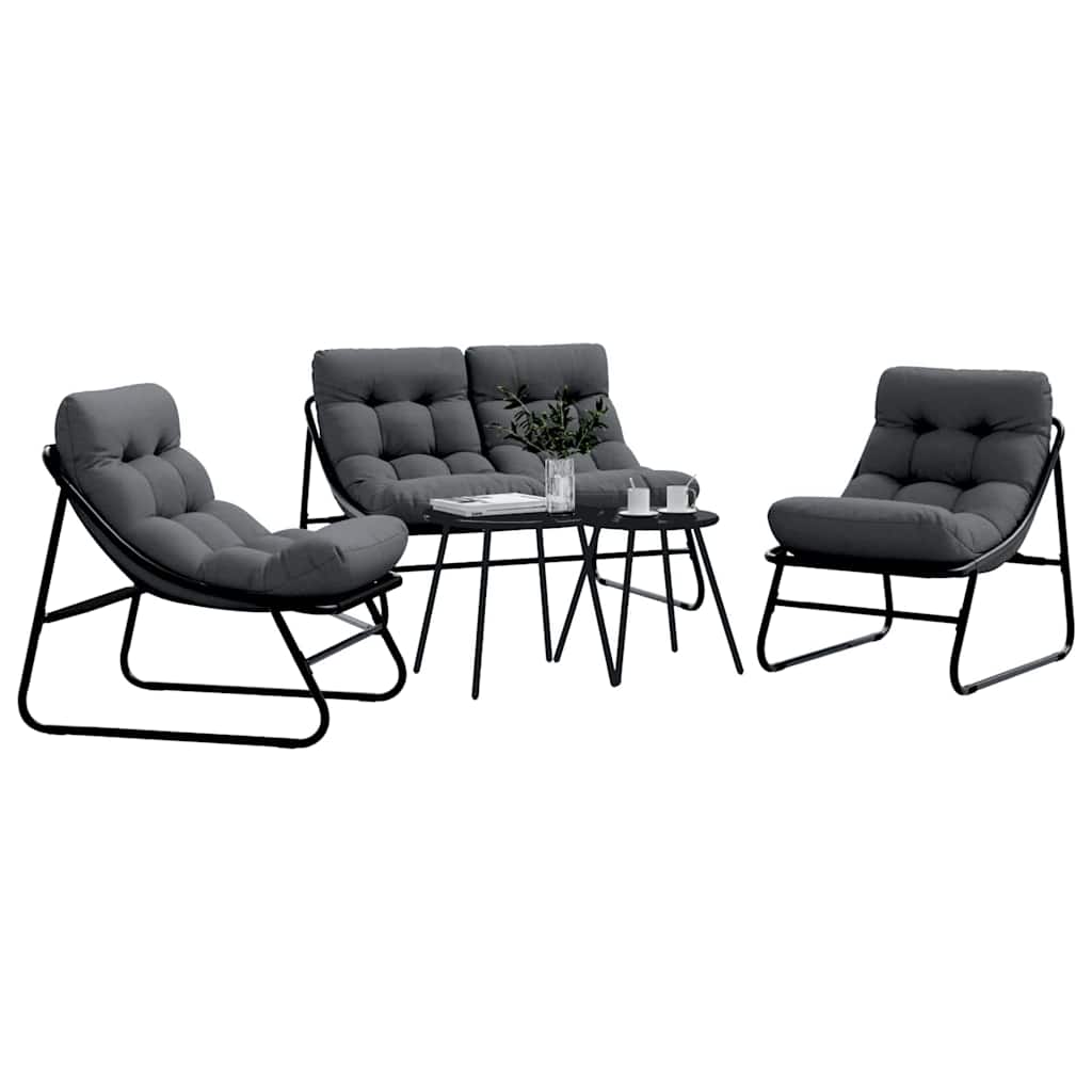 Ensemble de salle à manger pour jardin 5 pcs Noir Acier - XIOS