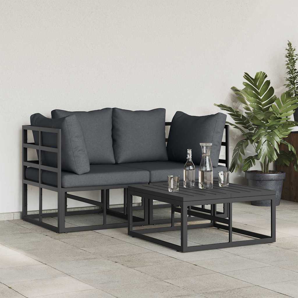 Ensemble de canapé de jardin 3 pcs Noir Métal - XIOS