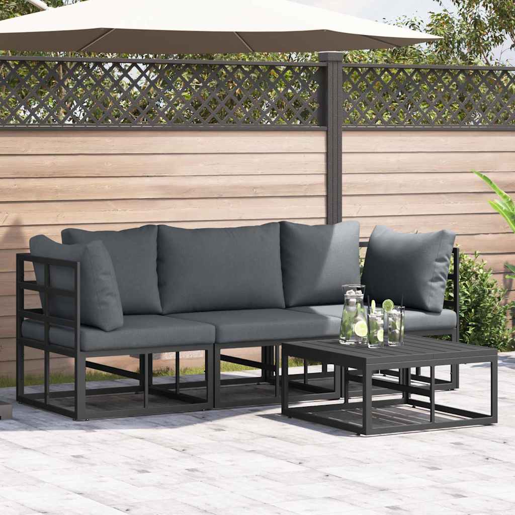 Ensemble de canapé de jardin 4 pcs Noir Métal - XIOS