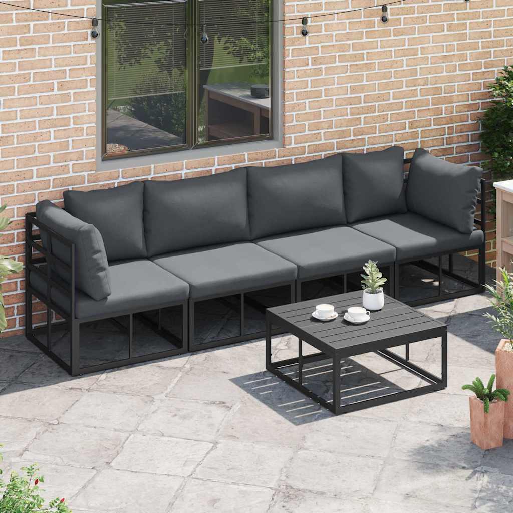 Ensemble de canapé de jardin 4 pcs Noir Métal - XIOS