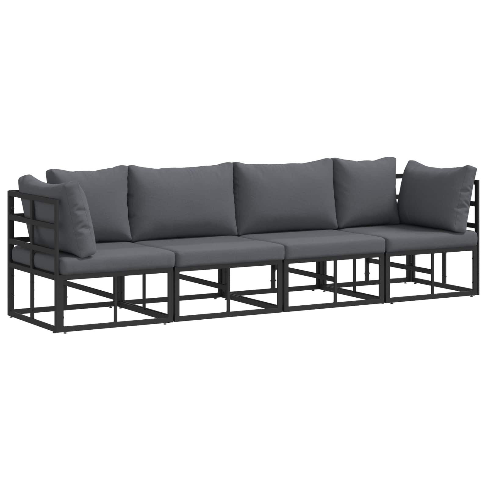 Ensemble de canapé de jardin 4 pcs Noir Métal - XIOS