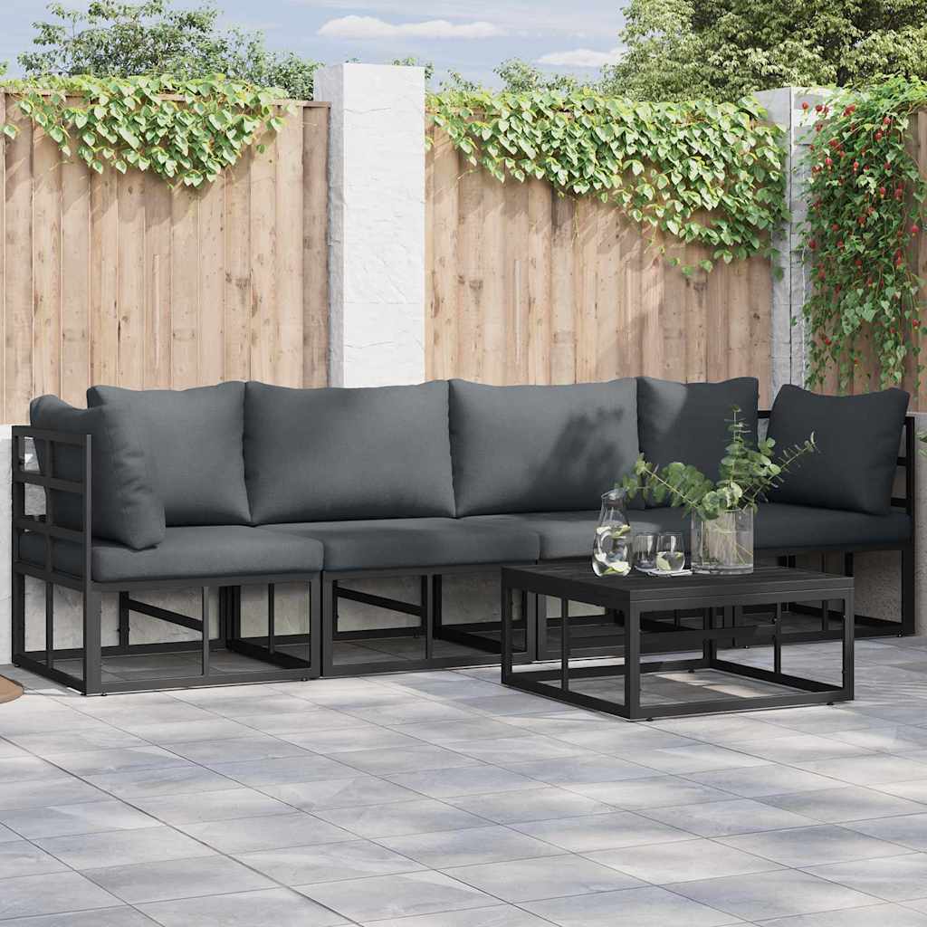 Ensemble de canapé de jardin 5 pcs Noir Métal - XIOS
