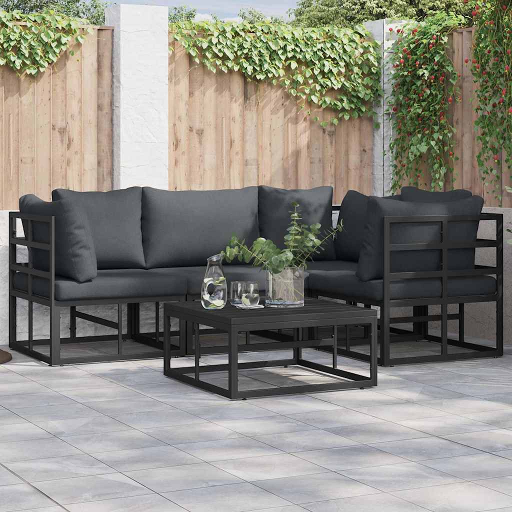 Ensemble de canapé de jardin avec coussin 4 pcs Noir Aluminium - XIOS