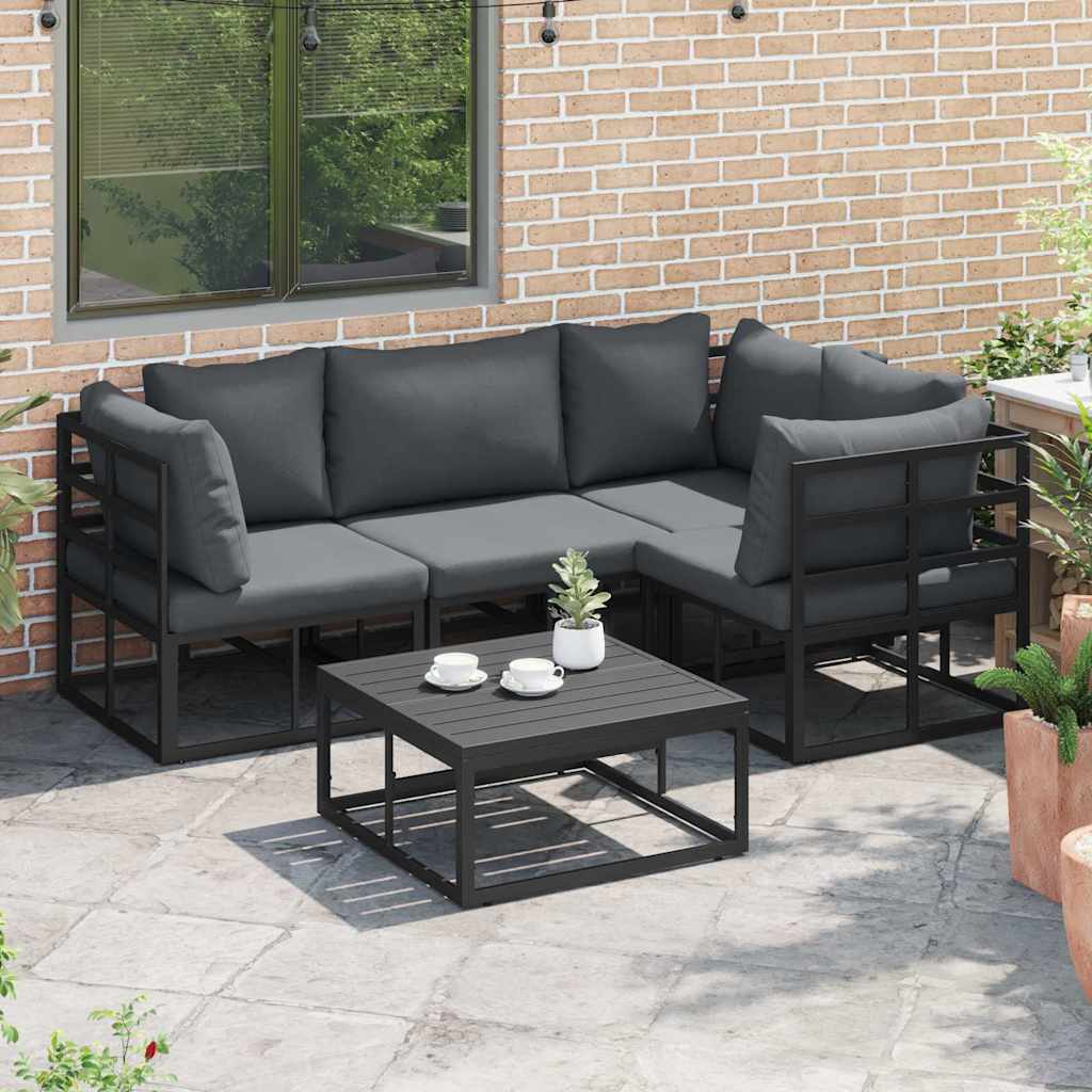 Ensemble de canapé de jardin avec coussin 4 pcs Noir Aluminium - XIOS