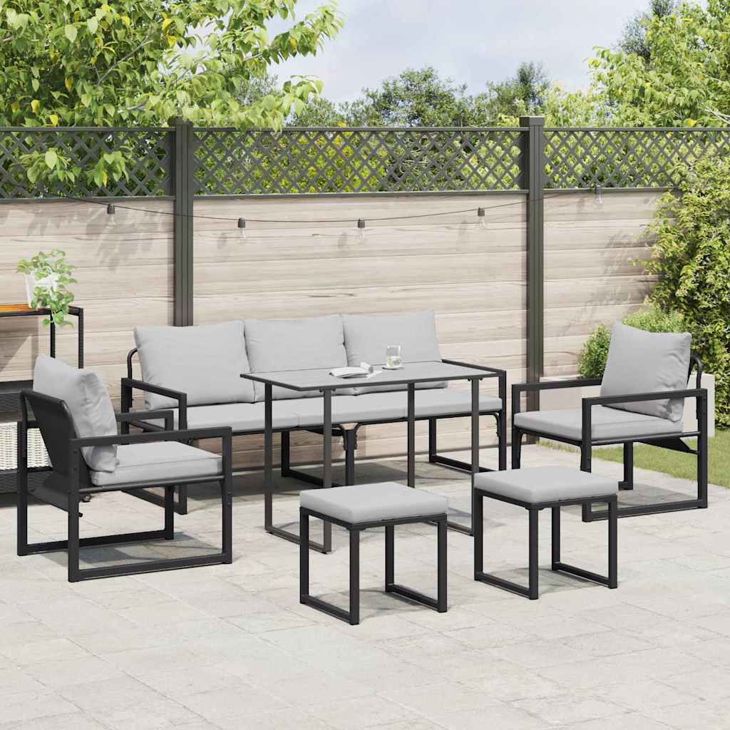 Ensemble de canapé de jardin avec coussin 6 pcs Noir Acier - XIOS