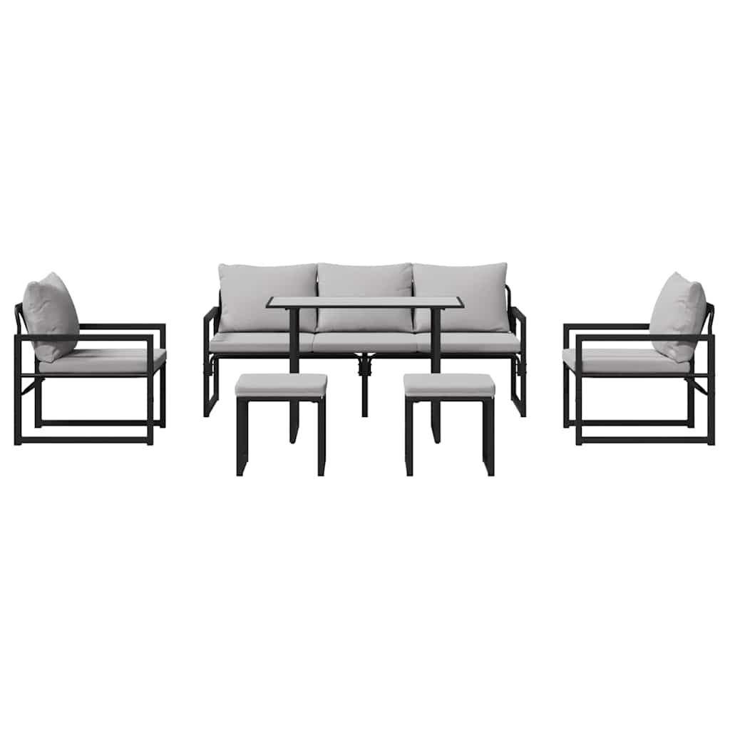 Ensemble de canapé de jardin avec coussin 6 pcs Noir Acier - XIOS