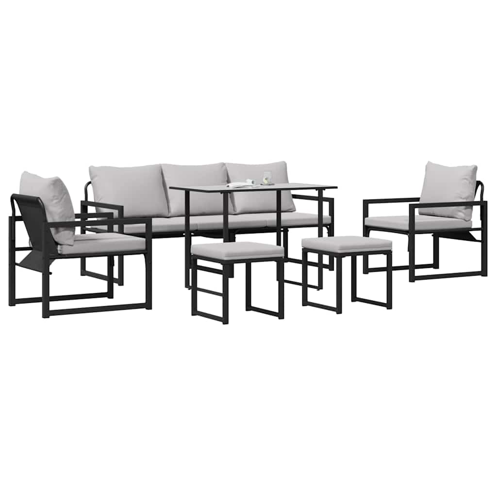 Ensemble de canapé de jardin avec coussin 6 pcs Noir Acier - XIOS