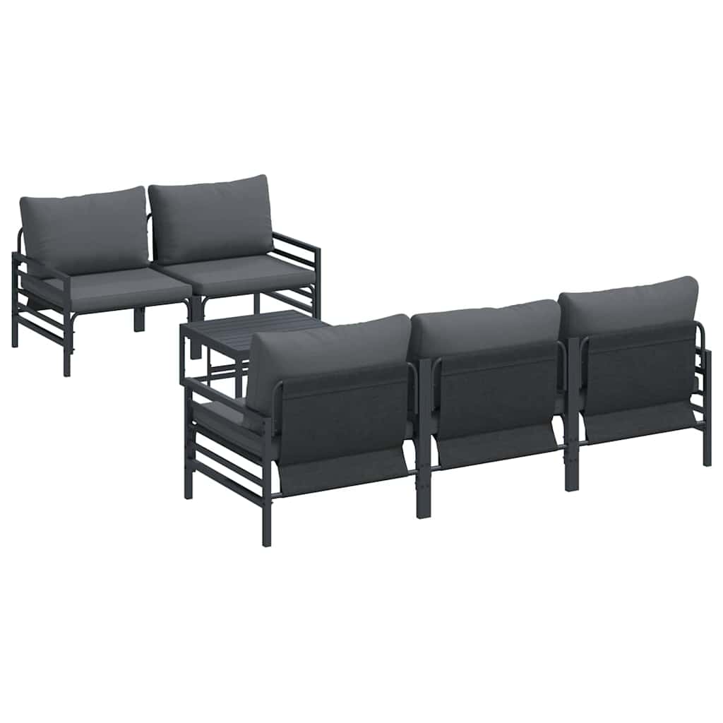 Ensemble de canapé de jardin avec coussin 6 pcs Noir Acier - XIOS