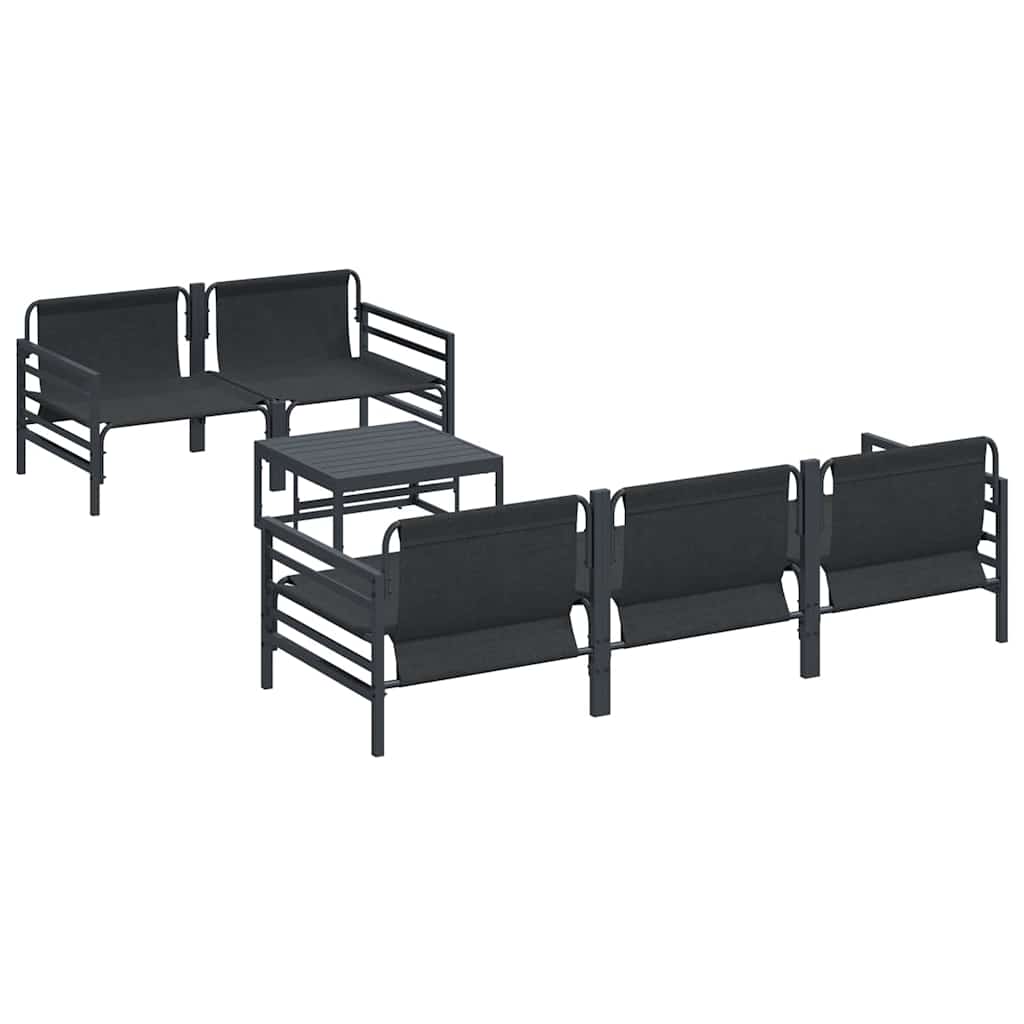 Ensemble de canapé de jardin avec coussin 6 pcs Noir Acier - XIOS