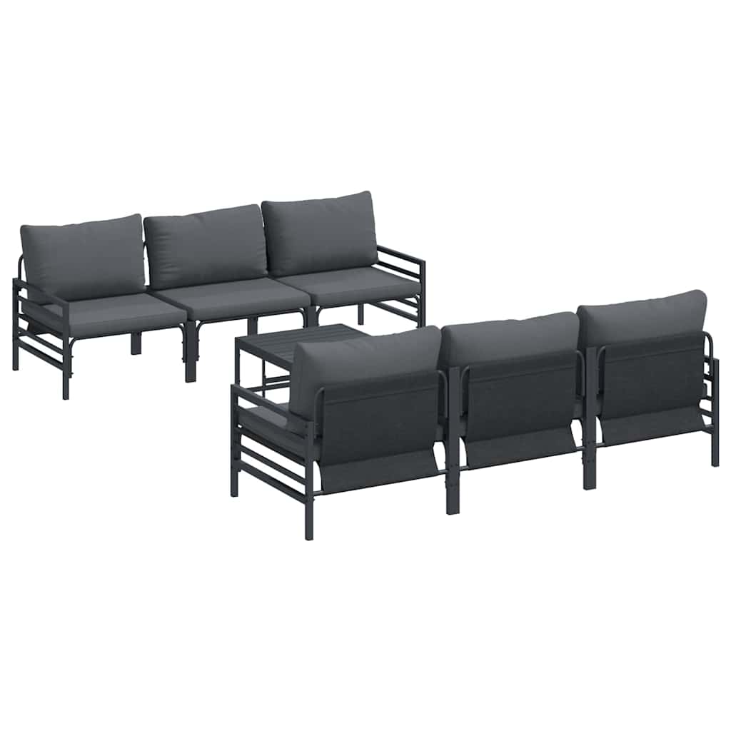 Ensemble de canapé de jardin avec coussin 7 pcs Noir Acier - XIOS