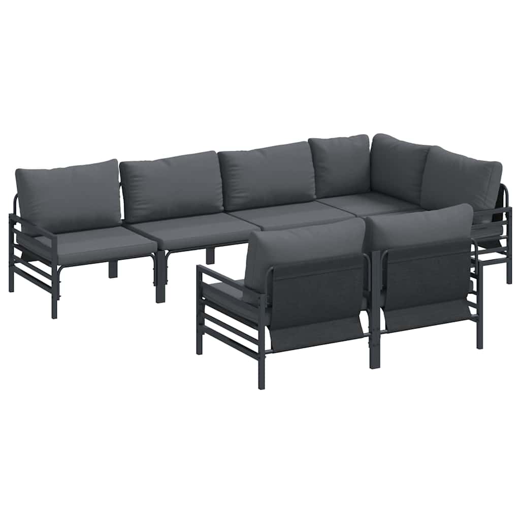 Ensemble de canapé de jardin avec coussin 7 pcs Noir Acier - XIOS