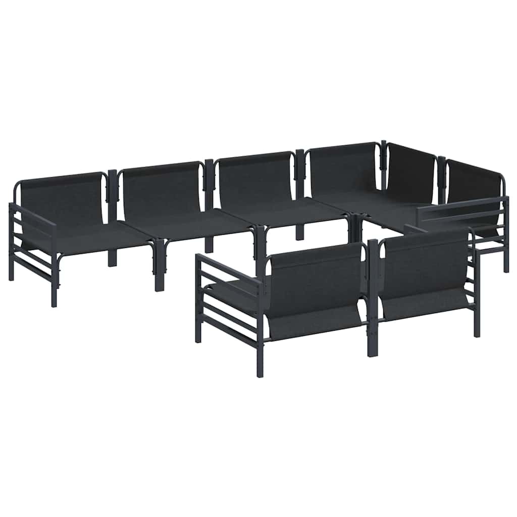 Ensemble de canapé de jardin avec coussin 7 pcs Noir Acier - XIOS