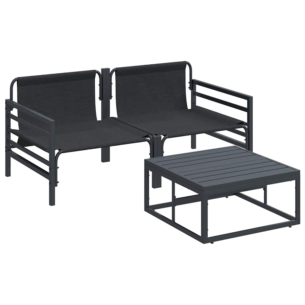 Ensemble de canapé de jardin avec coussin 3 pcs Noir Acier - XIOS