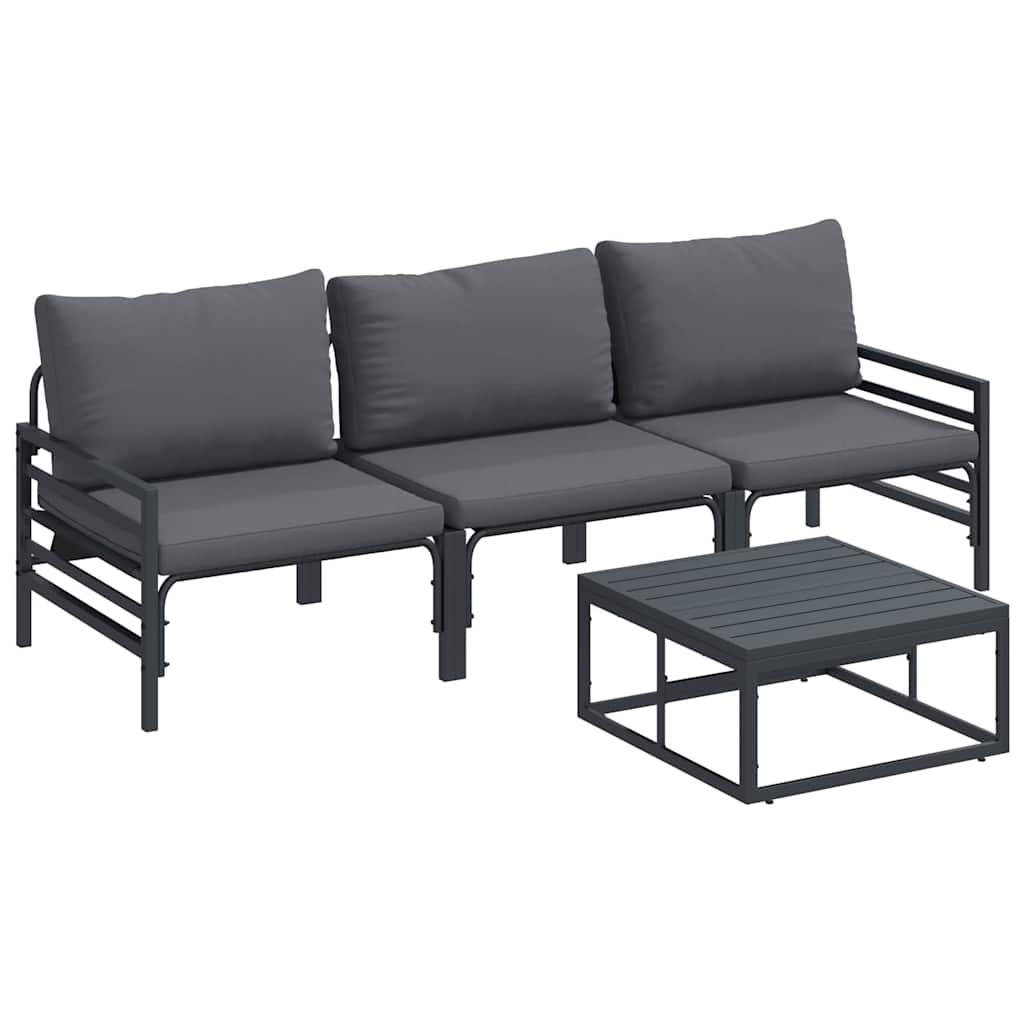 Ensemble de canapé de jardin avec coussin 4 pcs Noir Acier - XIOS
