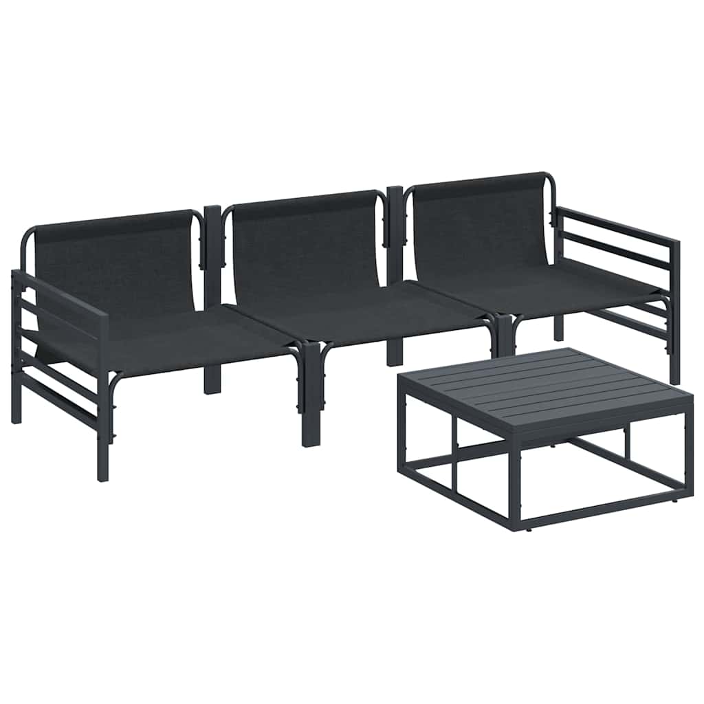 Ensemble de canapé de jardin avec coussin 4 pcs Noir Acier - XIOS