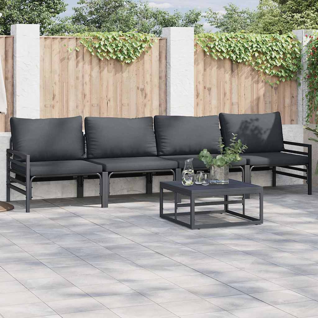 Ensemble de canapé de jardin avec coussin 4 pcs Noir Acier - XIOS