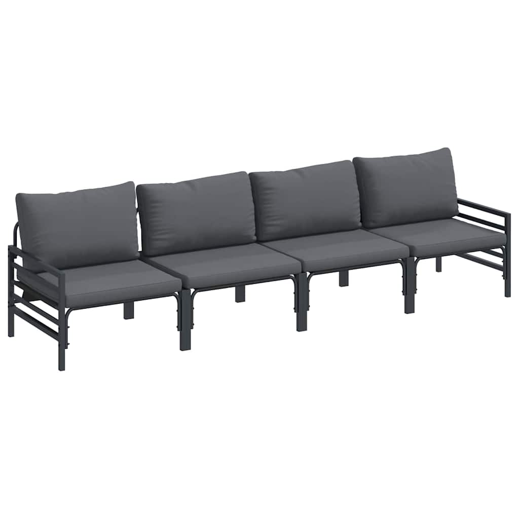 Ensemble de canapé de jardin avec coussin 4 pcs Noir Acier - XIOS