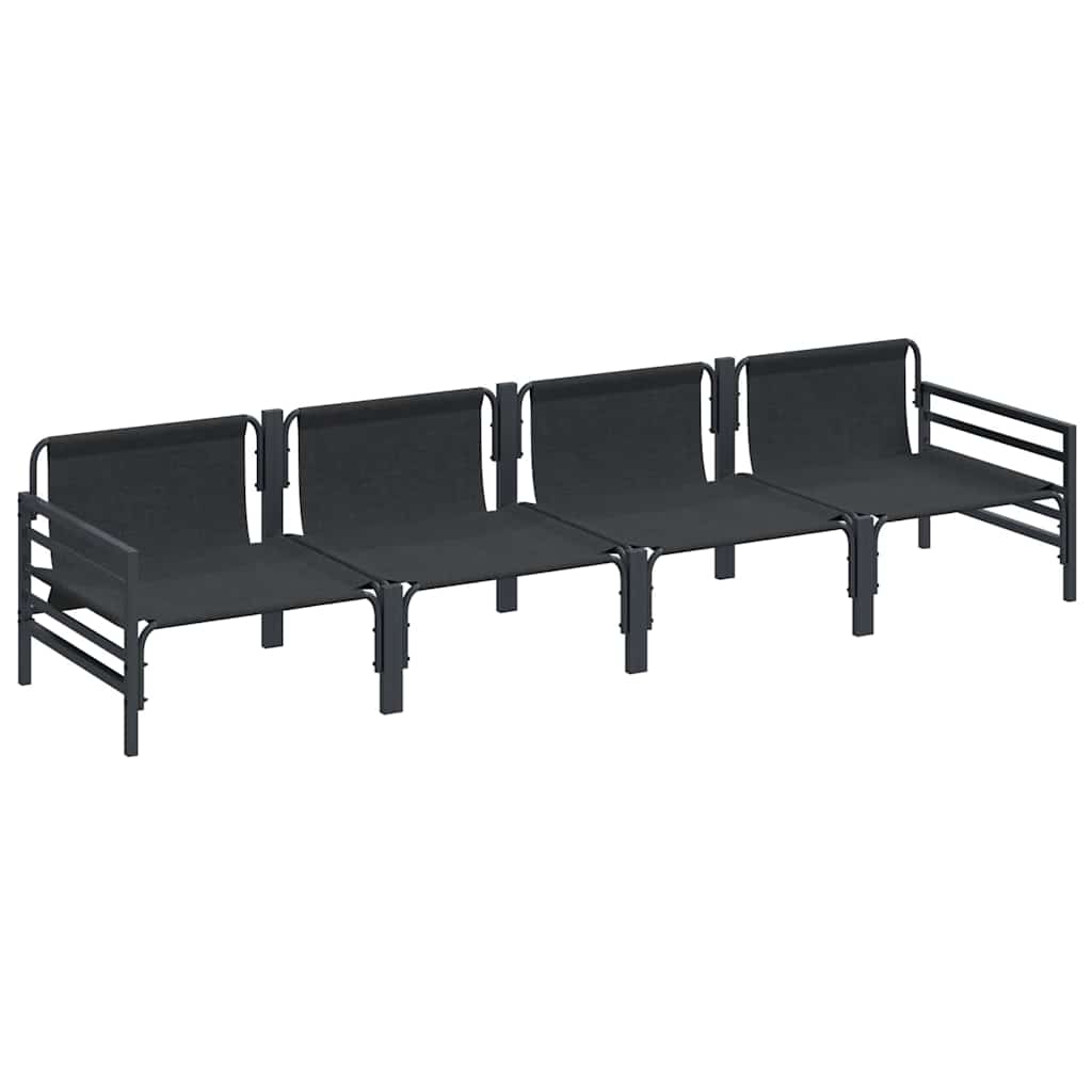 Ensemble de canapé de jardin avec coussin 4 pcs Noir Acier - XIOS