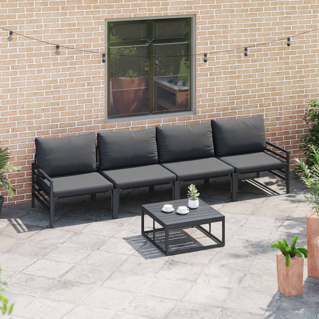 Ensemble de canapé de jardin avec coussin 5 pcs Noir Acier - XIOS