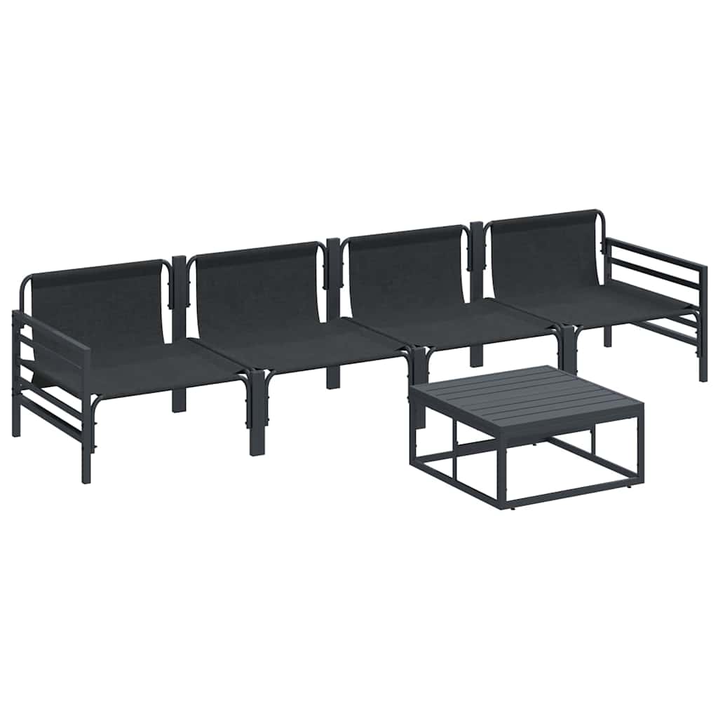 Ensemble de canapé de jardin avec coussin 5 pcs Noir Acier - XIOS