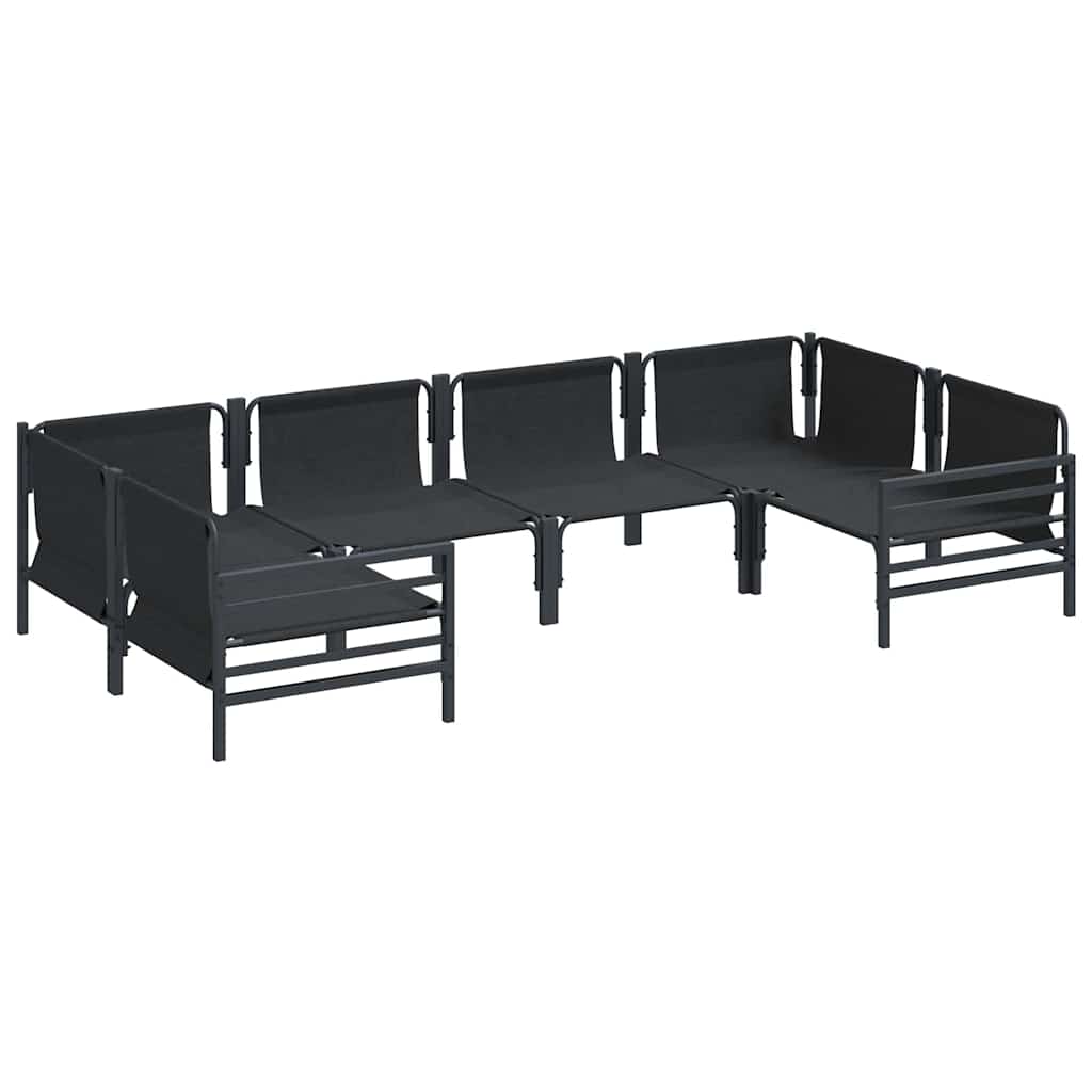 Ensemble de canapé de jardin avec coussin 6 pcs Noir Acier - XIOS