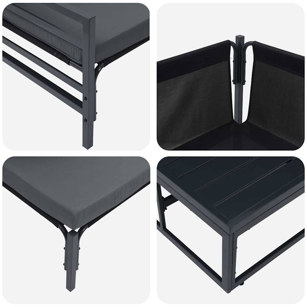 Ensemble de canapé de jardin avec coussin 7 pcs Noir Acier - XIOS