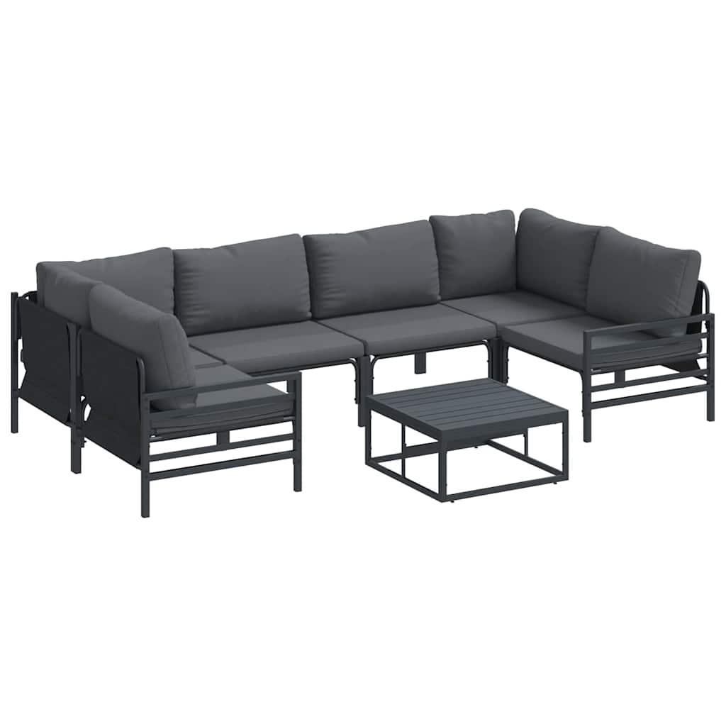 Ensemble de canapé de jardin avec coussin 7 pcs Noir Acier - XIOS