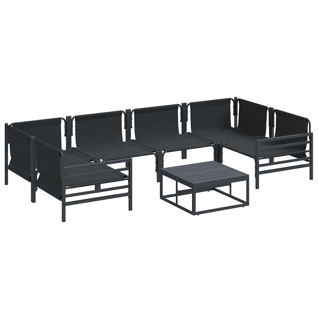 Ensemble de canapé de jardin avec coussin 7 pcs Noir Acier - XIOS